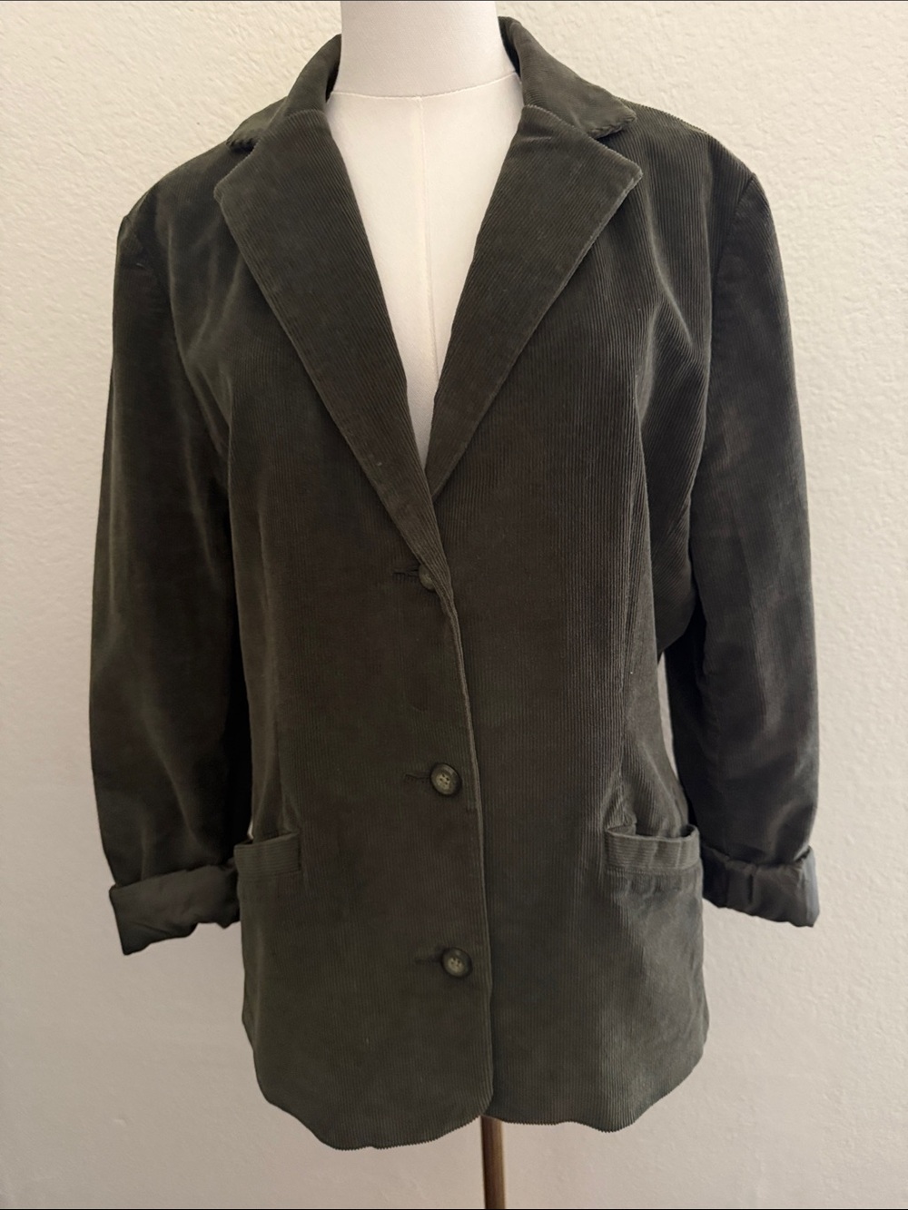 Vintage LLBean green corduroy button down lined Blazer